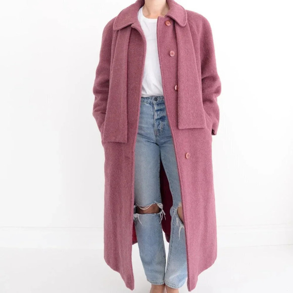 Vintage Fashion Gallery 72% Wool, 18% Mohair  Purple Single Breasted Winter Coat - Picture 2 of 15